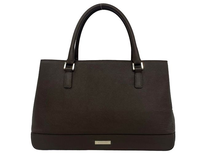 Bolsa de Ombro em Couro Burberry Logo Hardware Nova Check Pattern Marrom