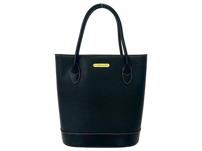 Burberry Nova Check Ledertasche Tote Schwarz