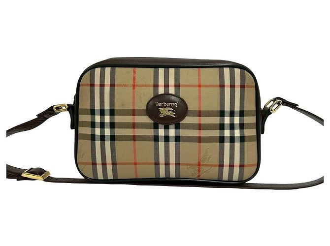 Bolsa Burberry Nova Check Shadow Horse Logo Marrom Bege