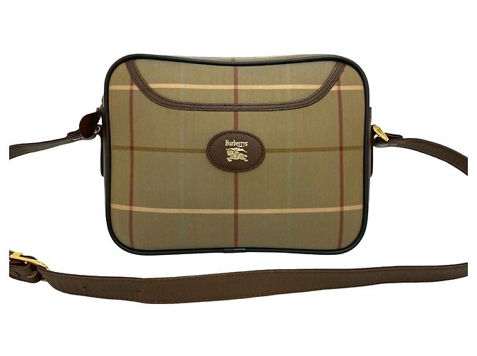 Borsa a tracolla Burberry Logo Shadow Horse Nova Check Marrone Cachi