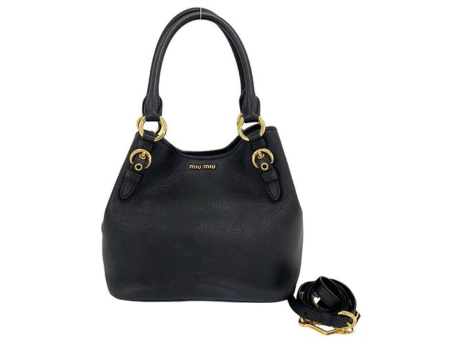 Miu Miu Leather 2-Way Shoulder Bag Black