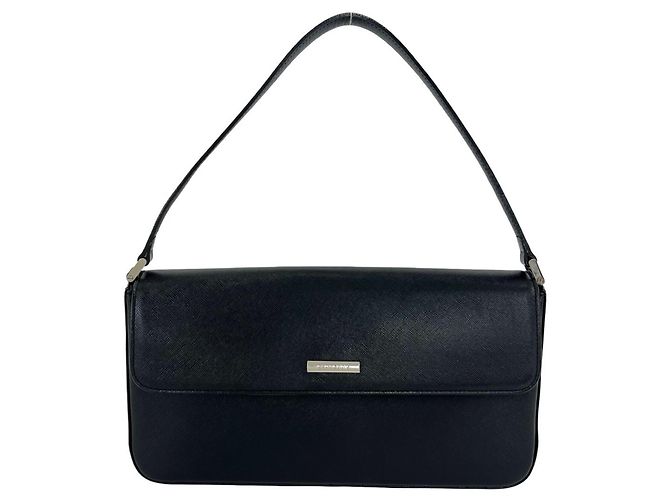 Bolsa de Ombro em Couro Burberry Nova Check Preto