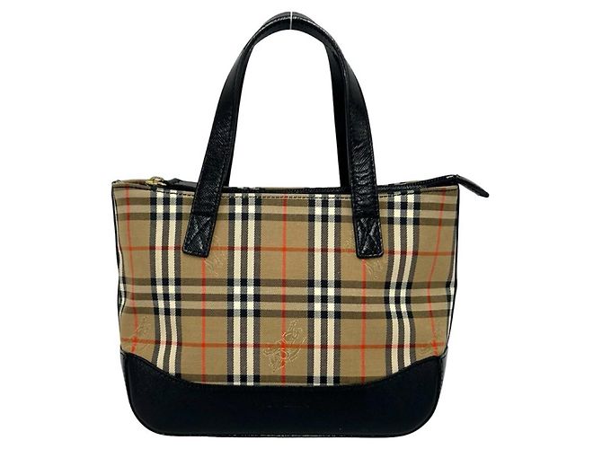 Burberry Nova Check Mini Tote Bag Schwarz Beige