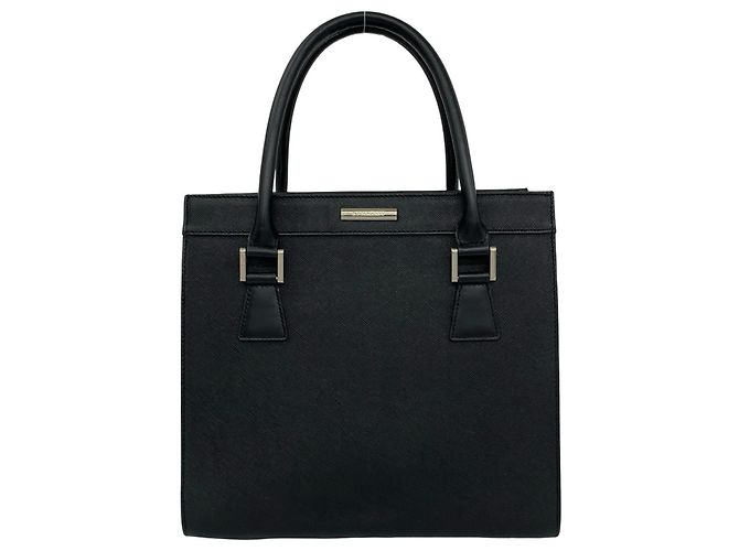 Bolsa de mão em couro preto Burberry Nova Check