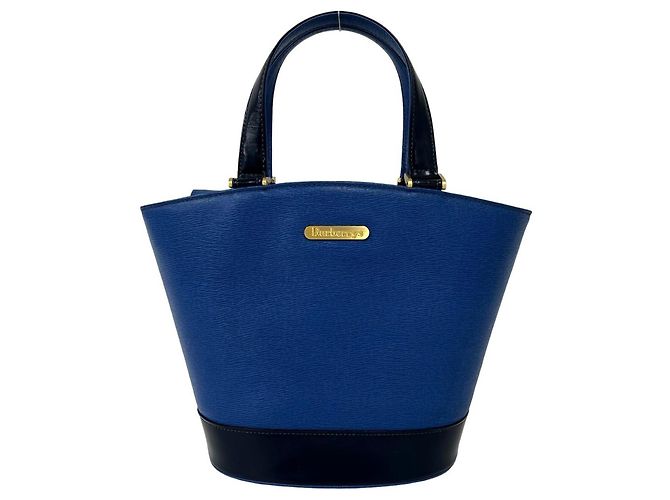 Burberry Vintage Logo Hardware Nova Check Pattern Lederhandtasche Blau