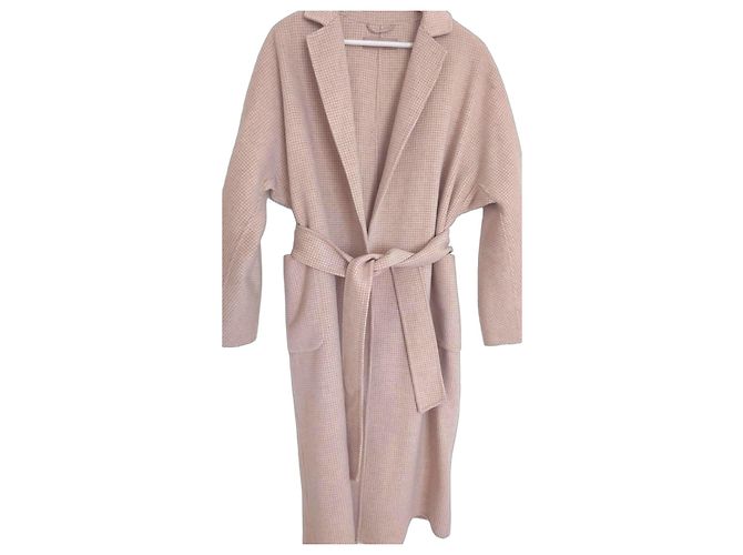 Autre Marque 12 storeez beige checked long wool coat