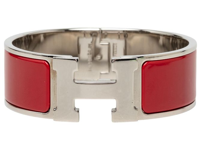 Pulsera Hermès Clic Clac H PM de esmalte rojo ancho Roja
