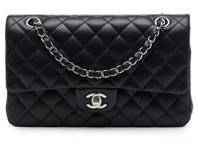 Chanel Black Medium Classic Lambskin Double Flap Noir