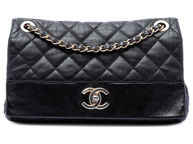 Chanel Black Medium Quilted Calfskin Soft Elegance Flap Noir