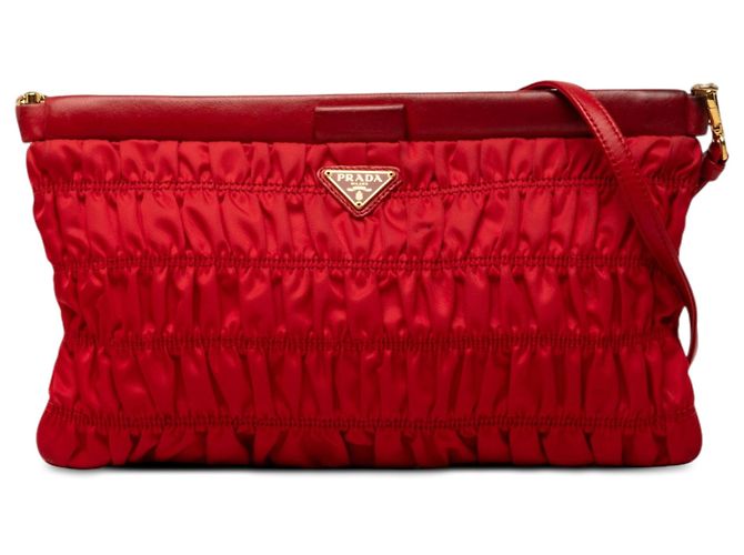 Prada Red Tessuto Gaufre Crossbody Rosso