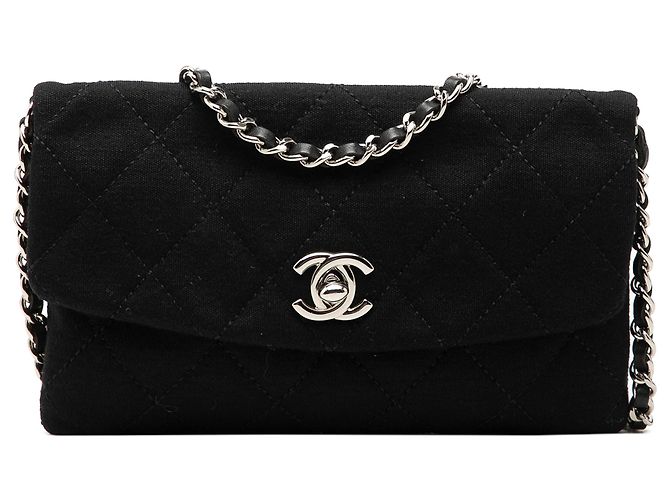 Chanel Black Mini CC Quilted Jersey Flap Nero