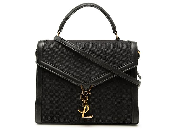 Autre Marque Borsa Cassandra Top Handle Medium in tela nera Saint Laurent Nero