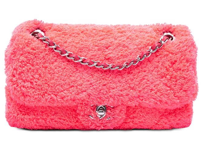 Chanel Pink Medium Quilted Terry Cloth Coco Beach Flap Rosa