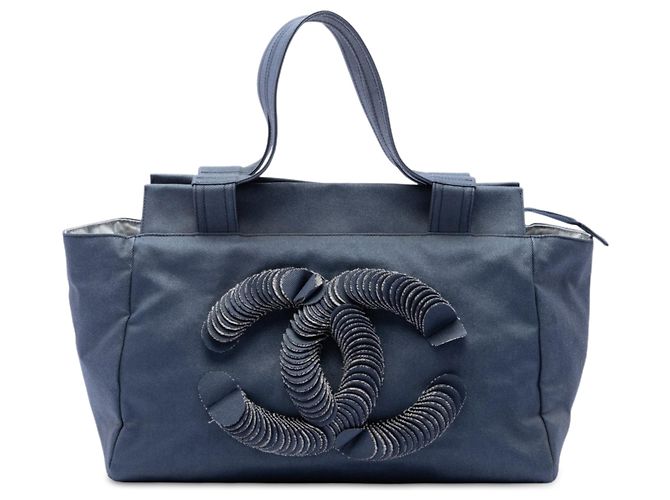 Borsa Chanel Blue CC Denim Disc Tote