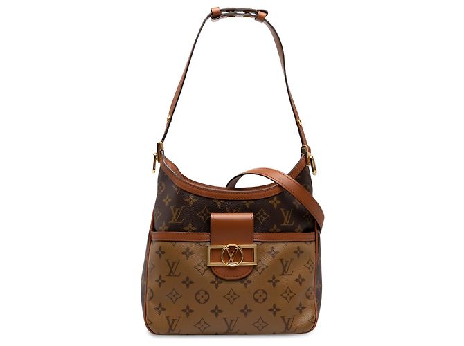 Louis Vuitton Brown Monogram Reverse Dauphine Hobo PM Marrone