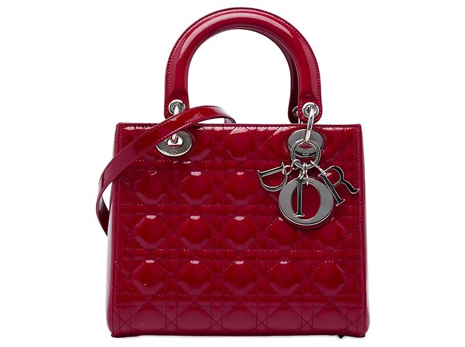 Autre Marque Dior Red Medium Patent Cannage Lady Dior Vermelho Bordeaux