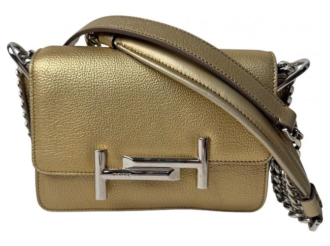 Bolsa de Ombro Tod's Double T Chain Dourado