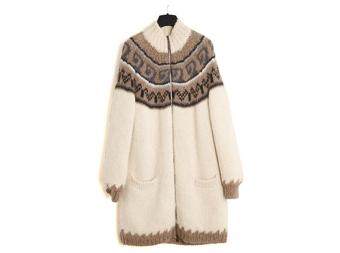 Hermès Jean Paul Gaultier Strickjacke Maxi Cardigan 2006 Braun Schwarz Grau Roh