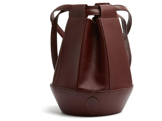 Cartier Borsa a Secchiello Pelle Bordeaux 1990 Bordò