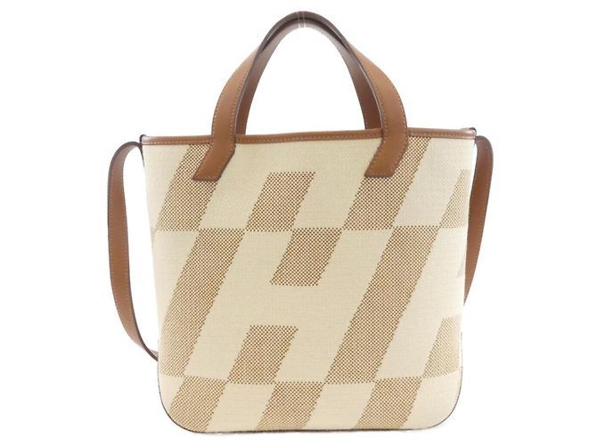 Hermès Sac à main Hermes H en Billet 27cm Marron Écru