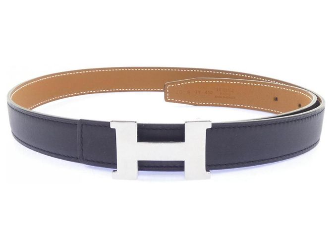 Hermès Cinturón reversible Hermes Mini Constance 24mm Castaño Negro