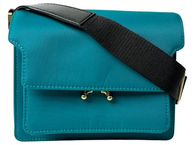 Borsa a tracolla Marni Trunk in nylon Blu Verde