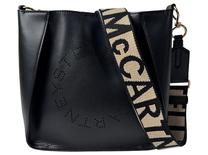 Stella Mc Cartney Borsa a tracolla Stella McCartney con logo traforato Nero