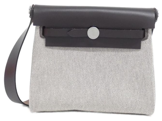 Hermès Bolsa de Ombro Hermes Herbag Zip 20cm Cru Damier ebene