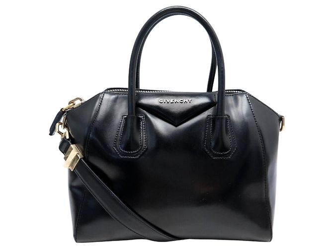 NEW GIVENCHY ANTIGONA PM BLACK PATENT LEATHER HANDBAG SHOULDER STRAP