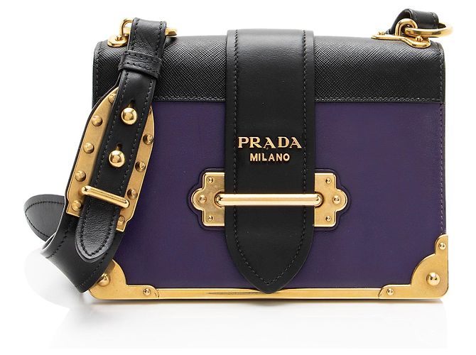 Bolsa de Ombro Cahier Prada em couro de bezerro Preto