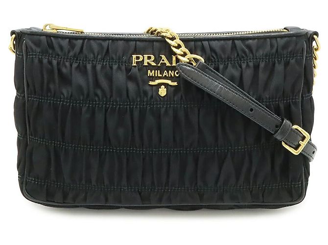 Borsa a spalla Prada Gathered Nero