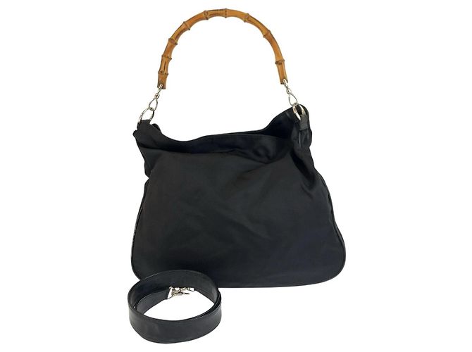 Borsa Gucci Bamboo in nylon nero