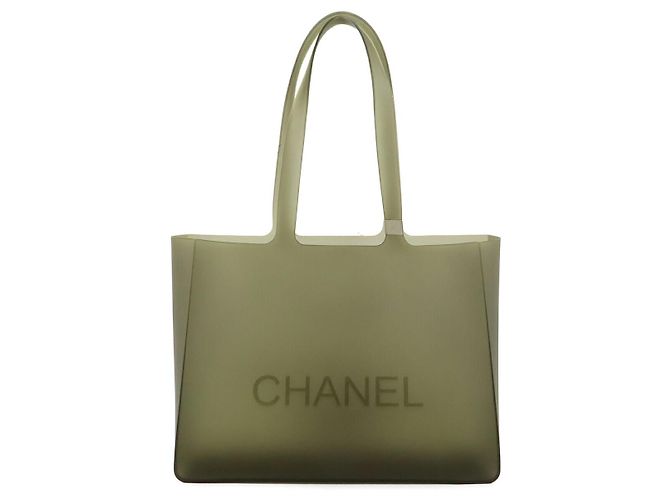 Borsa Tote in gomma con logo Chanel Grigio
