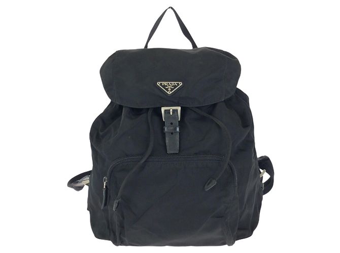 Prada Tessuto Triangle Logo Backpack Black