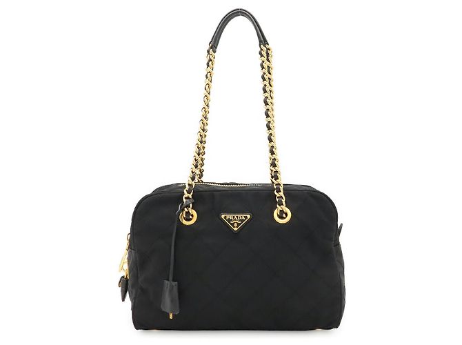 Sac à épaule Prada matelassé avec logo triangle Noir