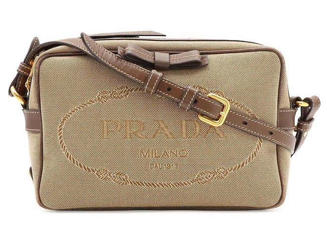 Prada Schultertasche aus Jacquard-Band mit Logo Mehrfarben