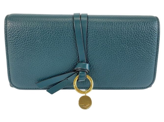 Chloé Portafoglio lungo con patta Chloe Alphabet Verde