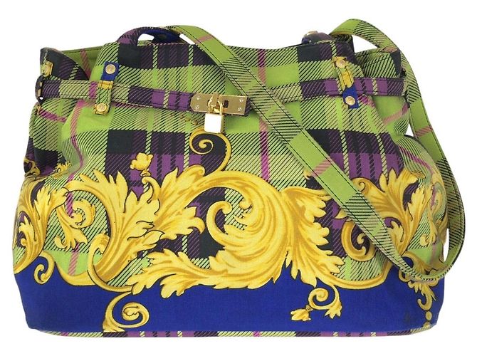 Borsa Tote Versace Tartan Baroque Multicolore