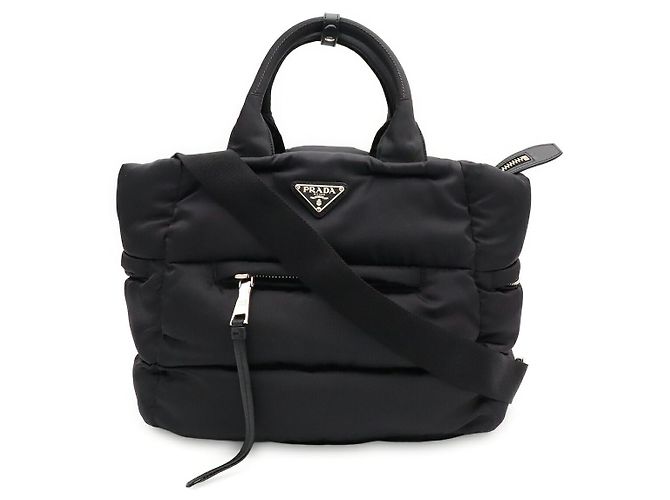 Prada Bomber Triangle Logo Tote Bag Black