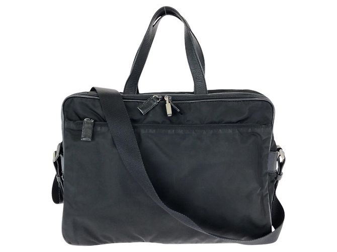 Prada Tessuto Saffiano 2way Briefcase Noir
