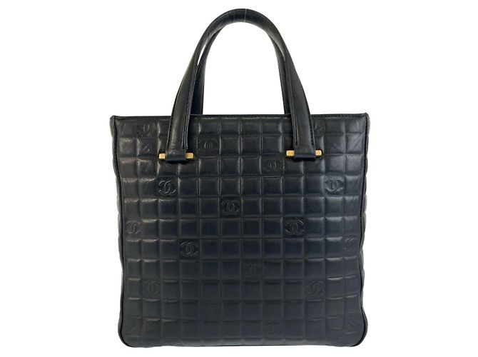 Chanel Icon Choco Bar Leder Tote Schwarz