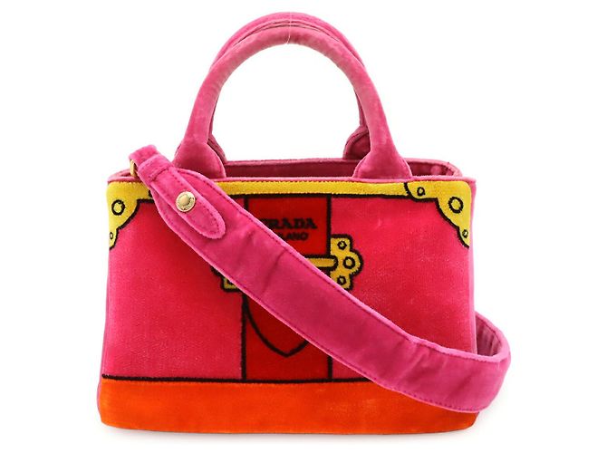 Bolsa de mão Prada Mini Canapa Trompe-l'oeil Rosa