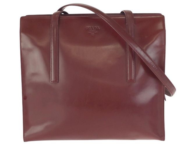 Prada Spazzolato Lackleder Tote Bag Rot