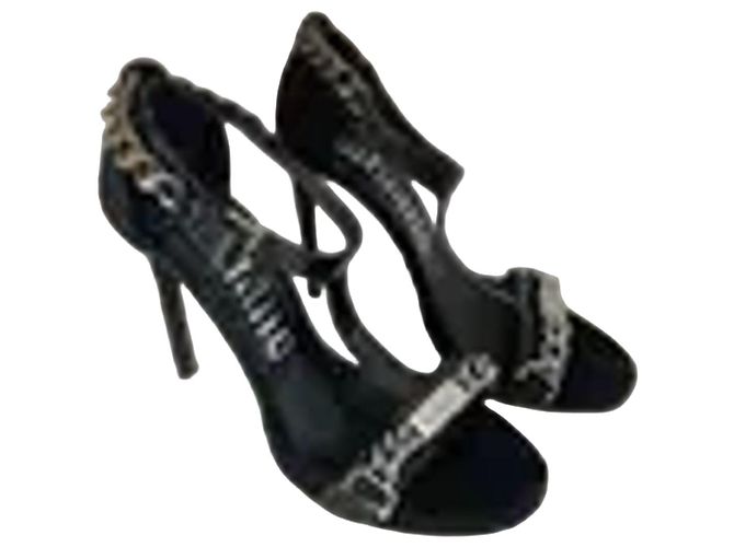 John Galliano Absatzsandalen Schwarz mit Kette