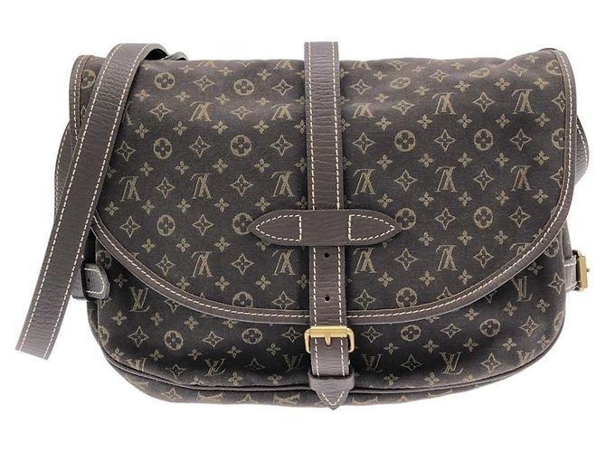 Bolsa de Ombro Louis Vuitton Monogram Mini Lin Saumur Marrom