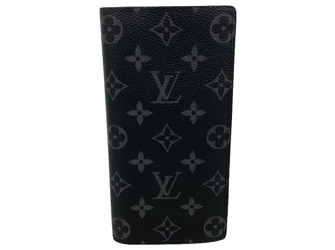 Brazza Louis Vuitton Monogram Eclipse Long Wallet Black