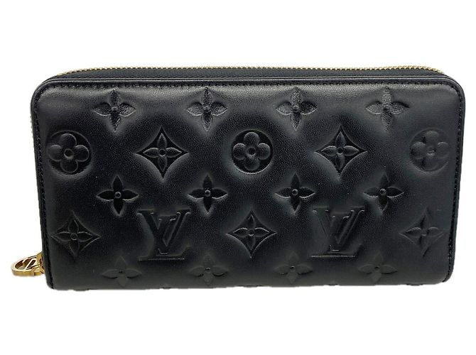 Louis Vuitton Long Wallet Monogram Embossed Zippy Noir Black