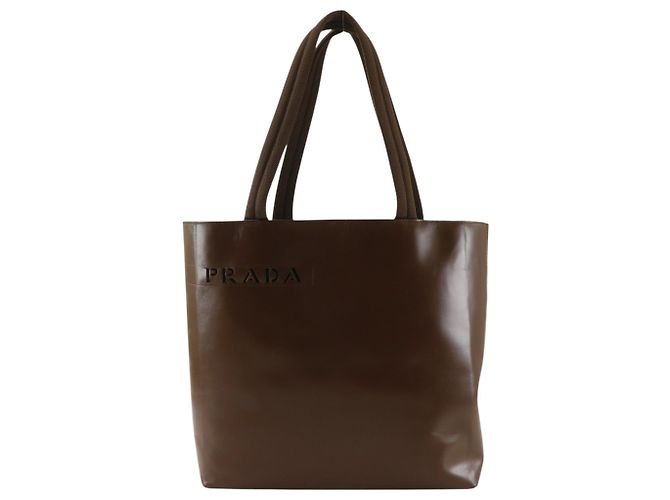Saco Tote Prada em couro castanho Marrom