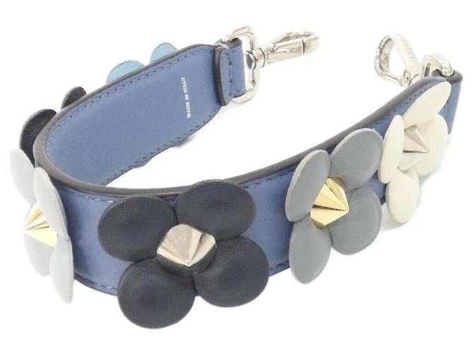 Fendi Mini Strap You em couro azul e dourado