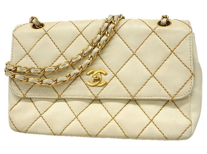 Borsa a tracolla Chanel in pelle bianca Bianco